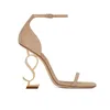 디자이너 샌들 Opyum 하이힐 여성 오픈 발가락 Stiletto 힐 클래식 금속 편지 샌들 패션 스타일리스트 신발 상자 먼지 가방