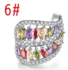 Ny blandad färgring Dubbelkantad Rhinestone Crystal Zircons Ringar EU-storlek 6 till 9