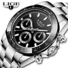 Lige男性の腕時計の上のブランドの高級スポーツのステンレス鋼の防水腕時計男性ファッション自動日付クォーツ時計男性210527