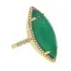 Anneaux de mariage 2021 Marquise de luxe Vert Big Stone Gold Argent Couleur Mode Vintage Bijoux pour femmes Full Finger Gem Cocktail Ring