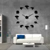 Jungle Animaux Éléphant DIY Grande Horloge Murale Décor À La Maison Design Moderne Effet Miroir Géant Éléphants Sans Cadre DIY Horloge Montre 210401