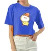 Damska koszulka Cute Cartoon Graphic Tshirt Biała Bawełna Crop Top Dla Drobnych Kobiet Harajuku Y2K Koszule Soft Goth Estetyczne Dziewczyny Krótkie Blos