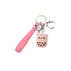 Keychains Silicone Pérola Leite Chá Fofo Keychain Luxo Kawaii para Senhoras Meninas Saco De Carro Charme Acessórios Presentes Presentes Anéis