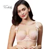 Varsbaby Ladies Ultra-Delgado Floral Ropa interior transparente Lace Bow Half Cup Bras 211217