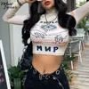 T-shirt da donna Dolcevita a maniche lunghe da donna Maglietta corta Tops Autunno Moda Stampa Pullover hip-hop Skinny Casual Femme