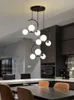 Fer Art Pendentif Lampes Lustre Or Noir Boule De Verre Plafond Lustre Pour Salle À Manger Suspension Lampe Cuisine Suspension Lumière