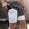 Letnie Running Shorts Men 2 w 1 Sport Jogging Trening Fitness Szybki Suchy Siłownia Sport Siłownia Krótkie spodnie 210716