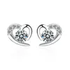 Stud Fashion Women 925 Silver Clear CZ Sweet Heart Earrings For Child Girl Female Simple Beautiful Party Earring Jewelry ED596