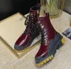 Haut de gamme super cool en cuir verni fond épais bottes décontractées hommes à lacets côté fermeture éclair bottes simples rétro en cuir bottes de moto femmes