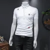 Fashionable and handsome bottoming cotton short-sleeved polo shirt embroidered men's 2023 spring and summer new trend business casual lapel top