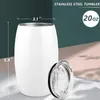 20 Unzen Sublimationsglasrohlinge mit Deckel, stielloser, doppelwandiger Vakuum-Edelstahl-Reisebecher für Kaffee, Wein