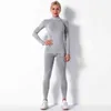 Mujeres Ropa interior térmica Traje Primavera Otoño Invierno Secado rápido Thermo Turtleneck Conjuntos de ropa interior Mujer Fitness Punto Long Johns 211217