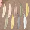 Wholesale DIY Metal Feather Bookmarks With hole Document Book Mark Label Golden Silver Rose Gold Bookmark Office School Supplies