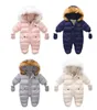 Baby Romper Jumpsuit Bont Kap Meisje Jongen Snowsuit Russische Winter Baby Bovenkleding Ovealls Dikke Rompertjes met Handschoenen9246312