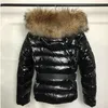 Kvinnor Wolf Fur Nylon Down Jacket Designer Lady Warm Hooded Snap Button Zip Stängning Outwear Fashion Girl Stand Collar vadderad Coat XS-3XL