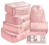 Sacs de rangement 7pcs / Set Organisateur de voyage Bagages portables Cas d'emballage appropriés Vêtements Maquillage Sac cosmétique