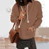 Herbst Hoodies Frauen Casual Feste Kapuze Kordelzug Knopf Tasche Sweatshirts Damen Langarm Hoodies Outwear Übergroßen S-3XL 210507