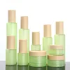 20 30 60 80 100 120ml Frostat grönt glasflaska Parfymförstärkare Refillerbar tom Sprayflaska Träkornslock Frost Cream Jar