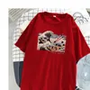 여성 T 셔츠 만화 웨이브 브랜드 티셔츠 캐주얼 하라주쿠 반팔 힙합 Womens 탑스 Ukiyoe Sushi Tee 의류