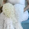 Flores de boda Ramo de novia de lujo Matrimonio Flor blanca Nupcial Perla Cascada hecha a mano231D