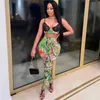 Women Designer Two Piece Pants Set Tracksuits Fashion Sexy Tight Sling Milk Silk Digital Printing Outfits