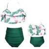 Mother Daughter Swimsuit Floral high Waist Flower Bikini Set Toddler Girls Summer Matching Bathing Suit Mommy and Me 210724