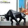 Ermakova Résine Bull Statue Bison Sculpture Décoration Abstrait Animal Figurine Chambre Bureau Décoration Cadeau 210607