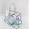 Fashion Lady Handbags Borsa a tracolla in PVC Joker Laser trasparente Jelly Bags Borsa in platino
