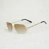 2024 Men's Luxury Designer Women's Sunglasses Vintage Lens Shape Metal Farme Men Rimless Wire Square Gafas Women Outdoor Club Accessories Oculos Shades