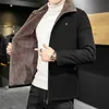 Men's Warm Parka Jacket Winter Fur Collar Windbreaker Cotton Padded Thick Black Coat Casual Autumn Fleece Jacket Male Trend 211104