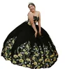 2022 Vintage tournesols Quinceanera robes brodées robes de bal bouffantes mexicaine douce 15 robe sans bretelles Tulle bal