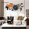 Punch-free DIY Color Paiting Mappa del mondo Grande orologio da parete Adesivi in acrilico Orologio silenzioso creativo Home Living Room Kitchen Decor 210401