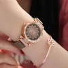 Armbandsurklockor för kvinnor Styliskt rostfritt stål mesh magnetiskt spänne kvarts armbandsur blommig damer titta på rollj mujer