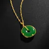 Kvinnors Malay Jade Dragon 24K Guldpläterad Hängsmycke Halsband NJGN073 Mode Bröllopsgåva Kvinnor Gul Guldplatta Hängsmycken Halsband