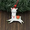 Decoraciones navideñas Huadodo 3 unids Alpaca de madera Adornos de colgantes Árbol de Navidad Decoración para colgar para el hogar Año Decoración Niños Juguetes