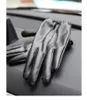 Long Keeper Fashion Black PU Leather Gloves Male Thin Style Driving Leather Men Gloves Non-Slip Full Fingers Palm Touchscreen H0818