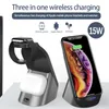 Nyaste 15W QI Trådlös laddare för iPhone XS 8 11 12 Pro Max Wireles Laddningsstation Support Apple Watch 6 5 4 3 2 1 Luftpoder Samsung Xiaomi Mobiltelefoner