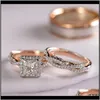 خواتم المجوهرات 925 Sterling Sierrose Gold Fill Fill Princess Cut White Topaz Cz Diamond Women Wedding Band Ring Gift WJL1125 HQ