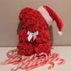 Tecknad 25cm Röd Rose Bear Artificial Pe Flowers Teddy Bear Valentine Kids Födelsedag Presenter till jul Heminredning Drop 210624
