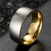 Anéis de casamento FntYcm 8 mm Mens Band Azul Preto Ouro Anel de Noivado de Aço Inoxidável para Homens Escovado Mate Tamanho 128762431