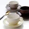 Mugs Creative Color Scrub Ceramic Concentration Coffee Cup With Dish Spoon Matte Western-Style 180 Ml