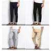 Browon outono homens moda cor sólida calça casual ligeira ligeira elástica antaca-comprimento de alta qualidade calças formais 210715