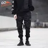 Czarny Hip Hop Cargo Spodnie Mężczyźni Streetwear Moda Bawełna Joggers Spodnie Dorywcze Spodnie Haraj Letnie Odzież Harajuku 210715