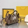 2022Drawstring Çanta Kahverengi Baskı F Crossbody Bag Cowhide Canvas Pomodorino Çanta Çantası Kadın Moda Cüzdanları Yüksek Kalite297c