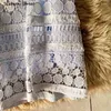 Blå spets klänning kvinnlig sommar o-hals mesh patchwork bodycon hög midja kortärmad vintage mini kvinna kläder 210603