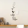 Wall Stickers Library Background Sticker Open Book Birds Removable Study Bedroom Home Decoration