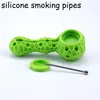 wholesale silicone mini smoking hand pipes with glass bowl wax dabber tools silicon oil burner pipe dab straw nectar