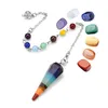 7 Chakra Natural Stone Pendant Healing Crystal Quartz Gemstone Rock Hexagonal Pointed Reiki Pendants Dowsing Pendulum Balance Meditation Jewelry