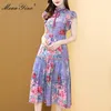 Mode Designer Dress Summer Women's Dress Stand Collar Butterfly Sleeve Floral-Print Dresses 210524