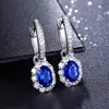 Rose Gold Ruby Sapphire Cz Sterling Sier Dangle Earring Jewelry Promise Party Wedding Drop Earrings for Women Bridal